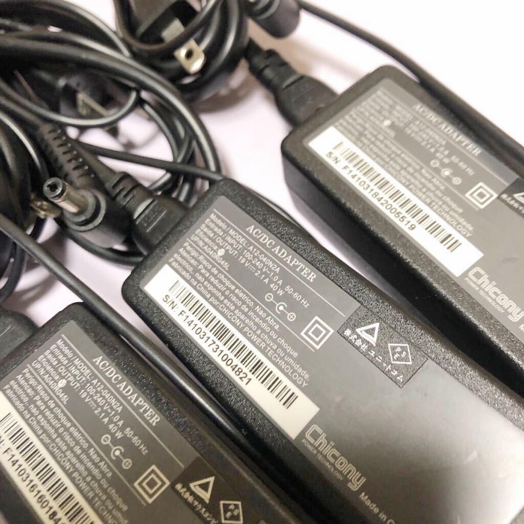 中古マウスコンピューター CHICONY ACアダプタ A12-040N2A 19V-2.1A コネクター外径約4.8mm 内径約1.8mm 3個セット動作品SHA1222_画像2