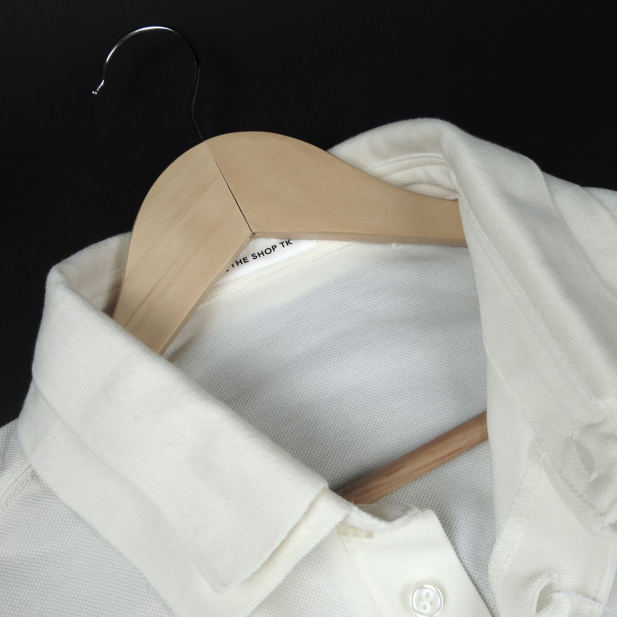 新品■タケオキクチ/オーバーサイズWカラーポロシャツ405/002白/【L】_画像2