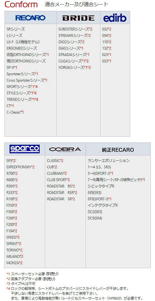 エヌスポーツ/N SPORT シートレール プジョー RCZ T7R5 B1(底どめ1ポジション) 右座席用 IPT1180B01R_画像3