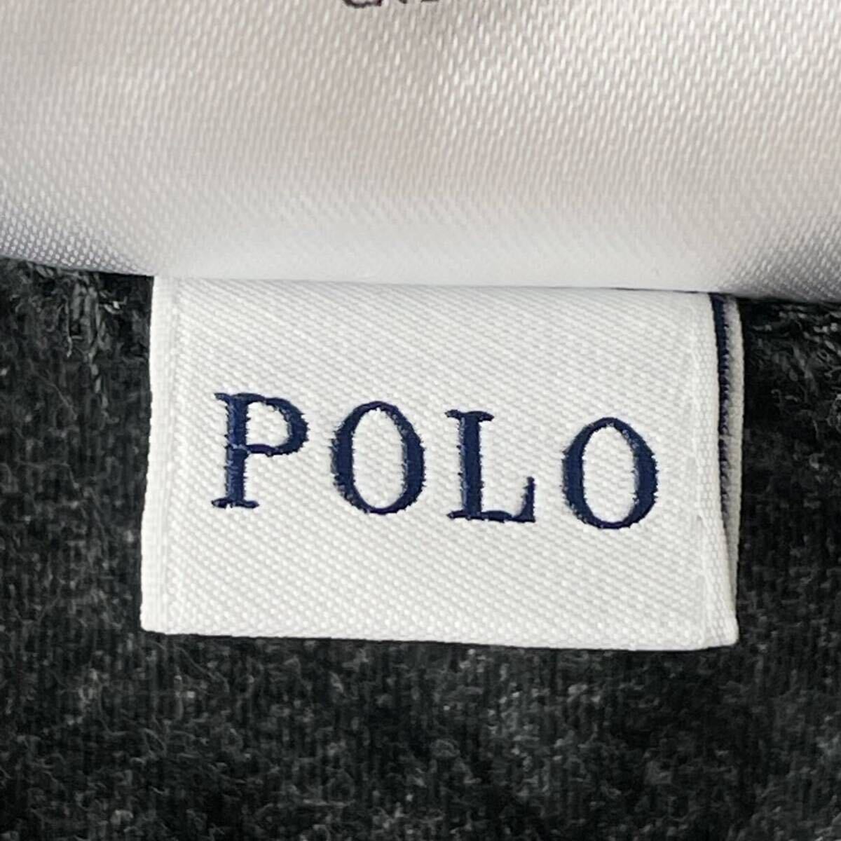 XLサイズ POLO RALPH LAUREN 半袖Tシャツ 霜降り ダークグレー ワンポイントロゴ 刺繍 白 メンズ ポロラルフローレン カットソー ブラック_画像9