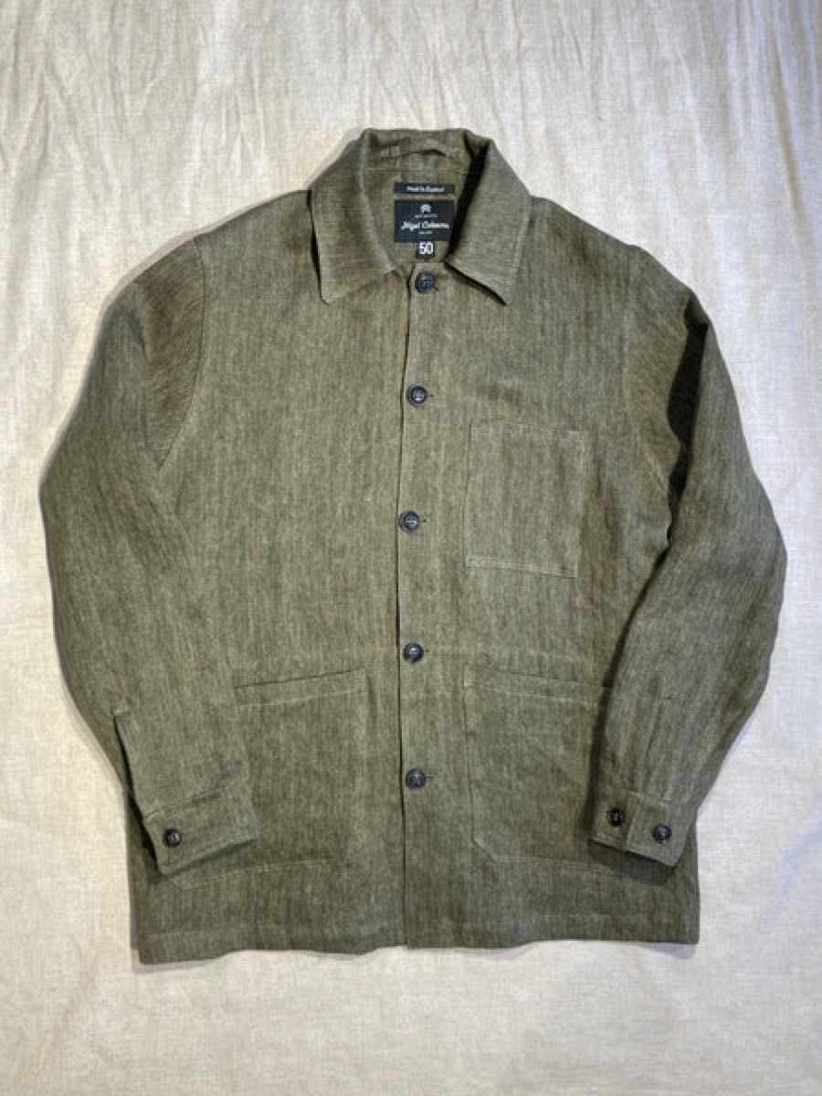 WORK JACKET - LINEN YARN DYED HERRINGBONE Nigel Cabourn 48