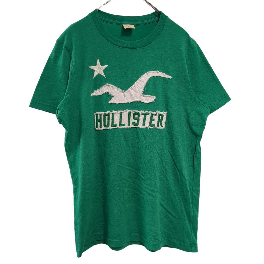 HOLLISTER刺繍ロゴTシャツ半袖春夏緑メンズL　22_画像2