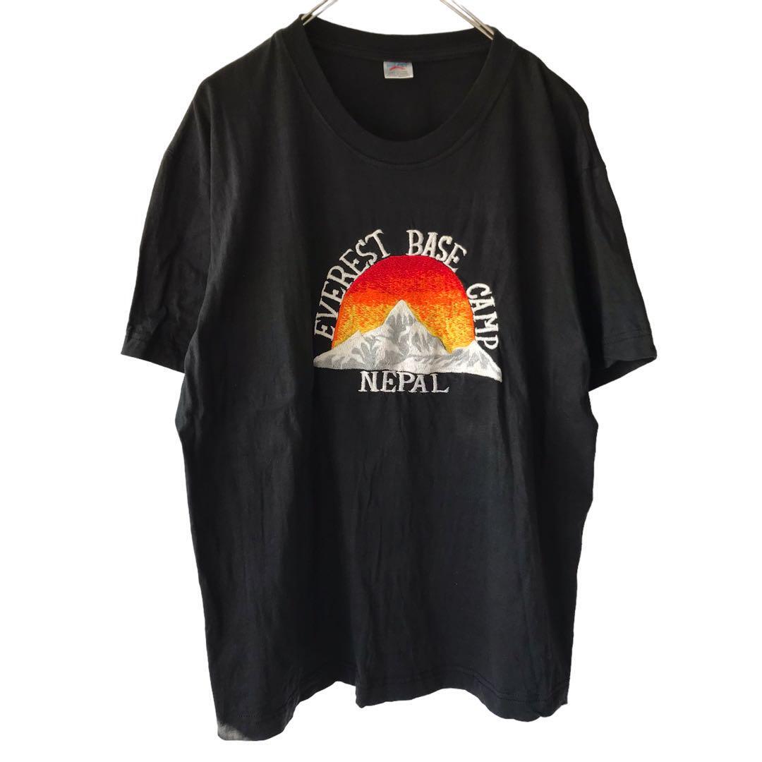 DOLPHIN ネパールロゴ刺繍半袖Tシャツ　黒　メンズM c6_画像2