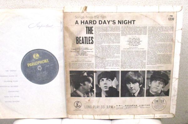 ## The Beatles A Hard Day's Night # UK mono '64 ORIGINAL LP Parlophone PMC 1230 # Ernest J. Day Sleeve_画像2