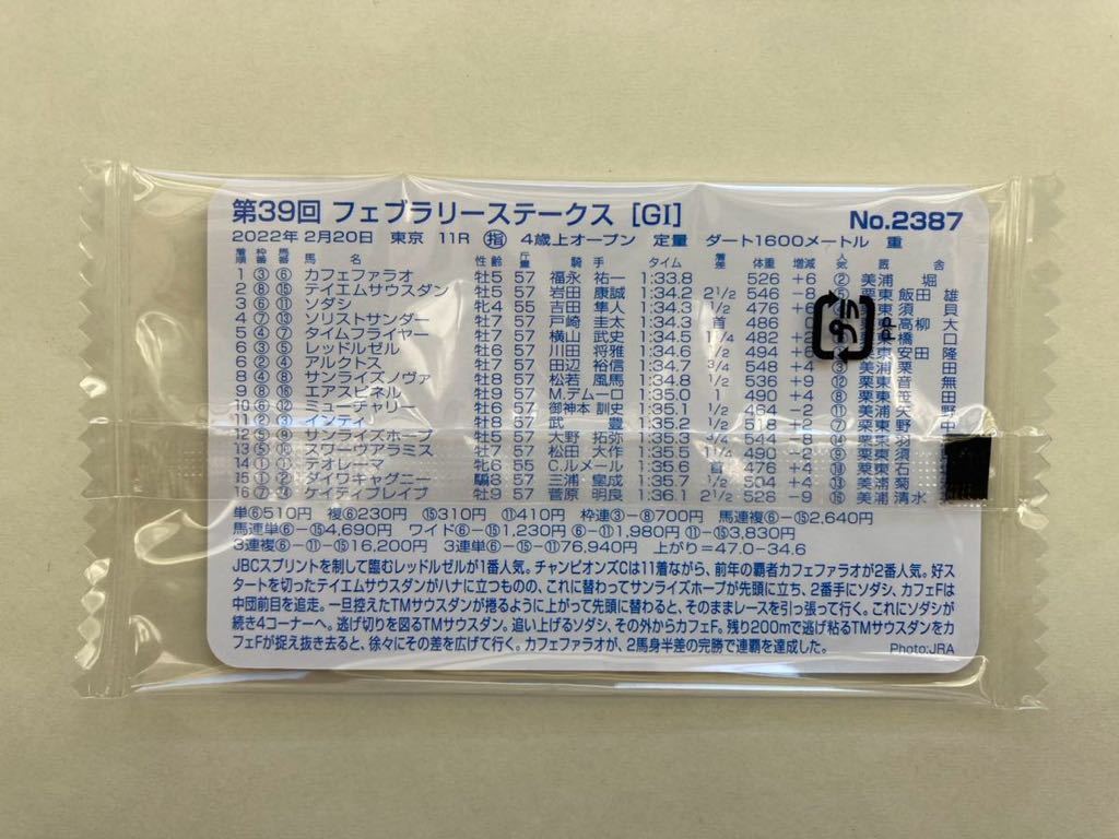 未開封　NO2387 第39回フェブラリーステークス　カフェファラオ　まねき馬倶楽部　競馬　カード_画像2