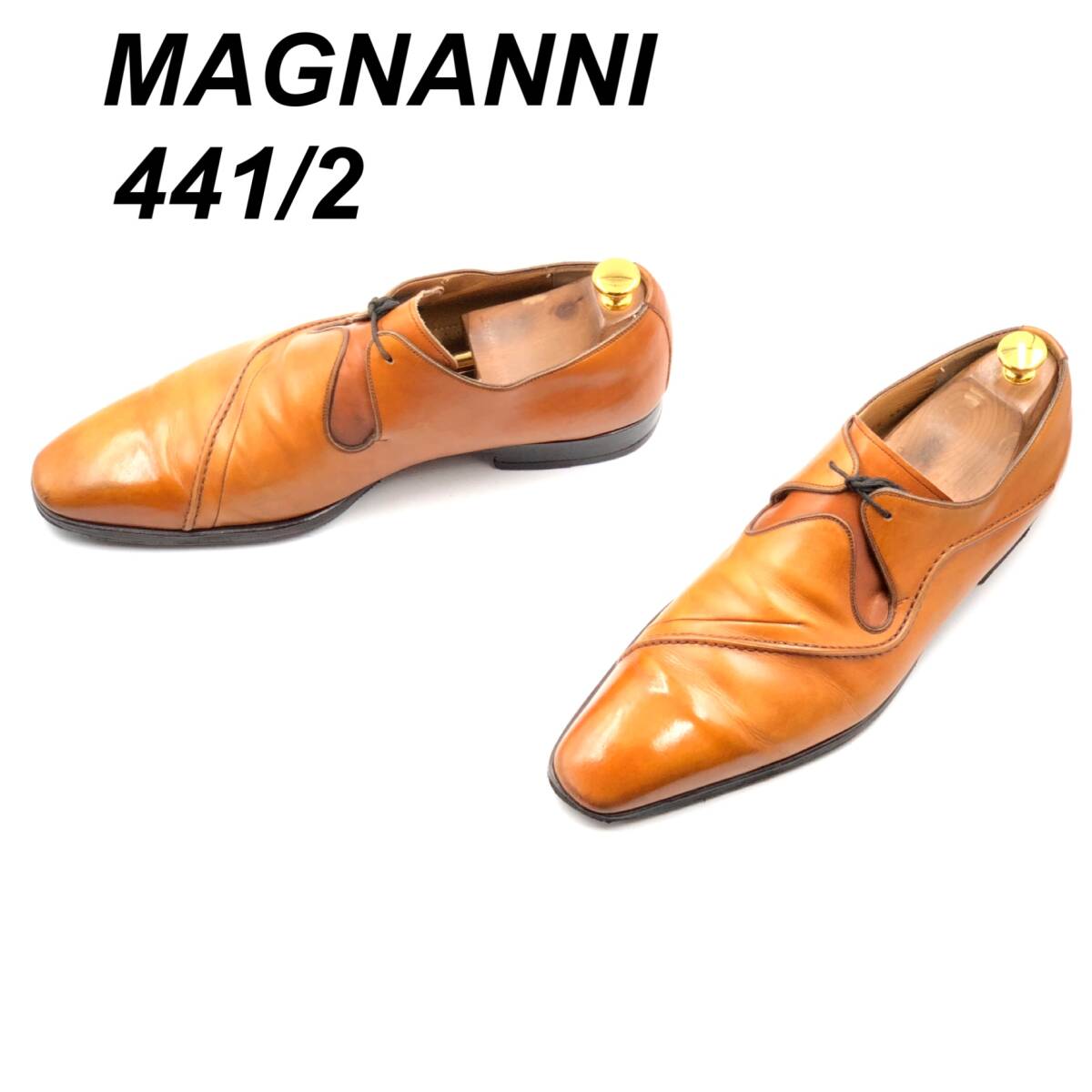 即決 MAGNANNI マグナーニ 29.5cm 44.5 11716 メンズ レザーシューズ プレーントゥ 茶 ブラウン 革靴 皮靴 ビジネスシューズ_画像1