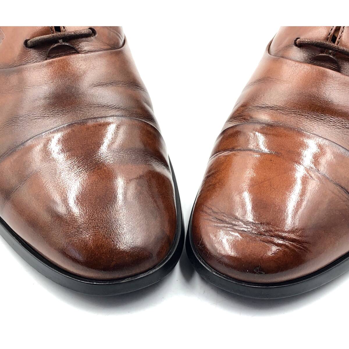 即決 TOD'S トッズ 24.5cm 6.5 メンズ レザーシューズ ストレートチップ 内羽根 茶 ブラウン 革靴 皮靴 ビジネスシューズ_画像8