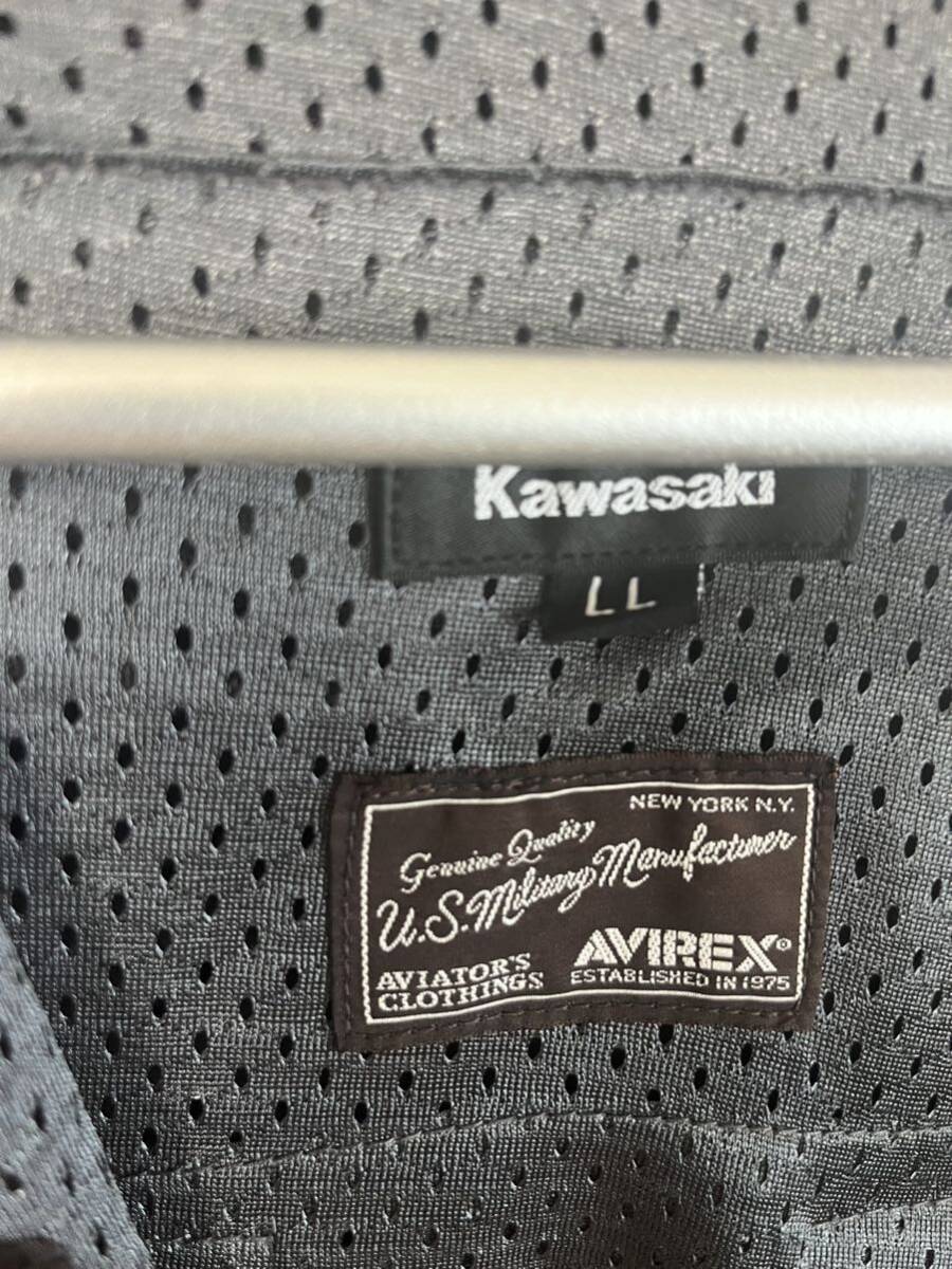 Kawasaki×AVIREX カワサキ×アヴィレックス コラボ　MA-1 プロテクター付き　メッシュジャケット　LLサイズ　グレー_画像4