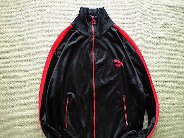即決 大きめXLサイズ 80s vintage PUMA ジャージ 黒x赤 ビース 即決 大きめXLサイズ 80s vintage PUMA ジャージ 黒x赤 ビース