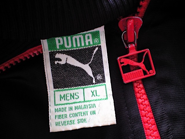 即決 大きめXLサイズ 80s vintage PUMA ジャージ 黒x赤 ビース 即決 大きめXLサイズ 80s vintage PUMA ジャージ 黒x赤 ビース