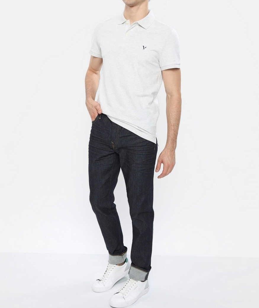 新品 アメリカンイーグル 半袖ポロシャツ スリムフィット US-M(JPN-L相当) 淡いグレー