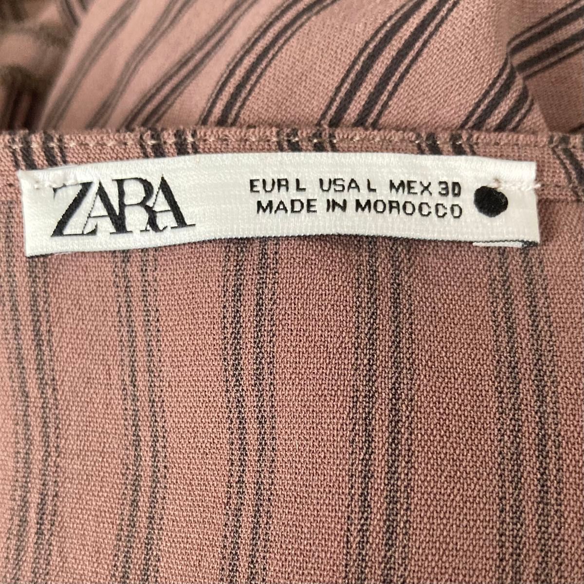 美品　ザラ　ZARA マキシ丈　ストライプ　裾変形　ワンピース　大きいサイズEUR L