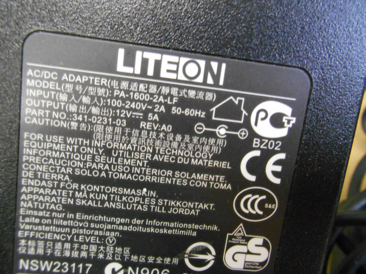 LITEON AC adapter PA-1600-2A-LF 12V=5A outer diameter 5.5 inside diameter 2.6 (12