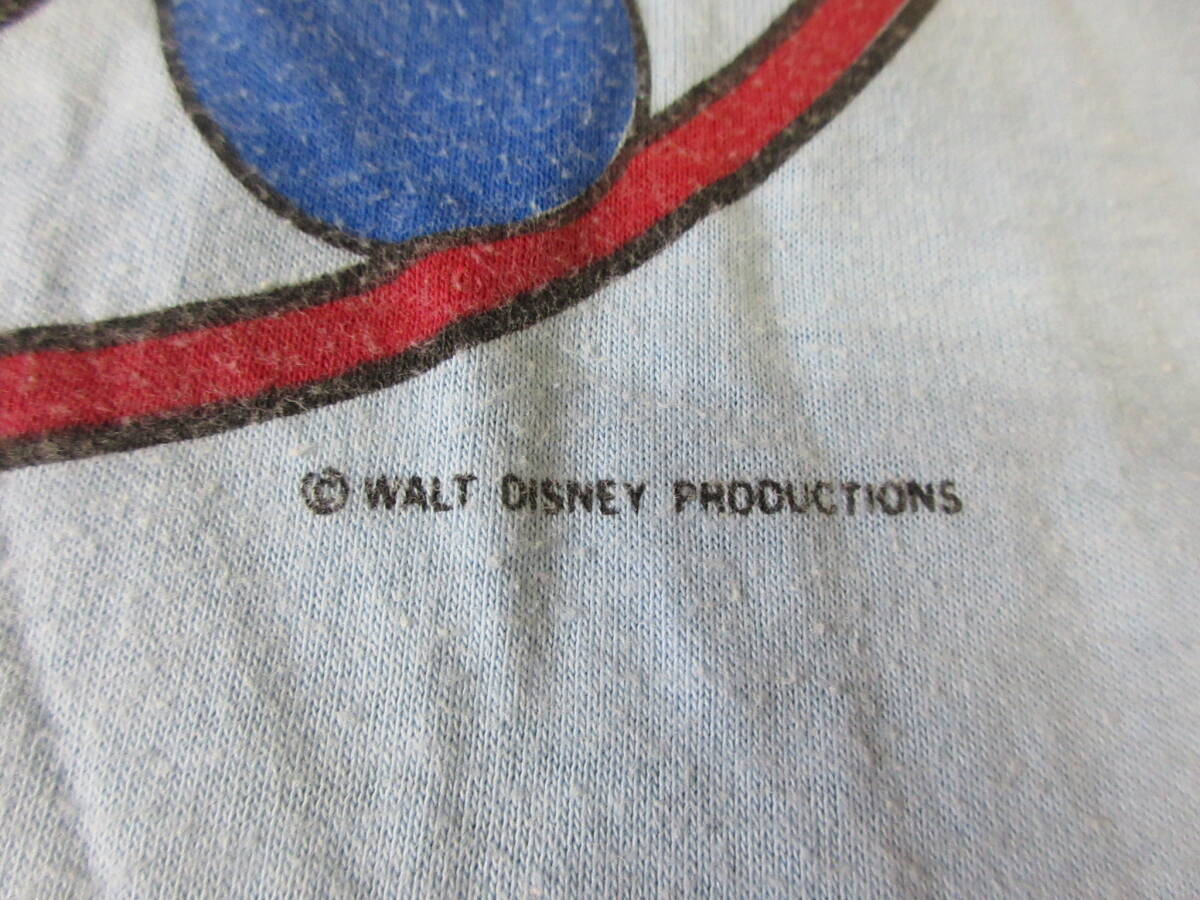 70s80s Mickey Mouse Tシャツ S~ 水色 シングルステッチ ヴィンテージ オールド ミッキーマウス ディズニー Disney テニス_画像8