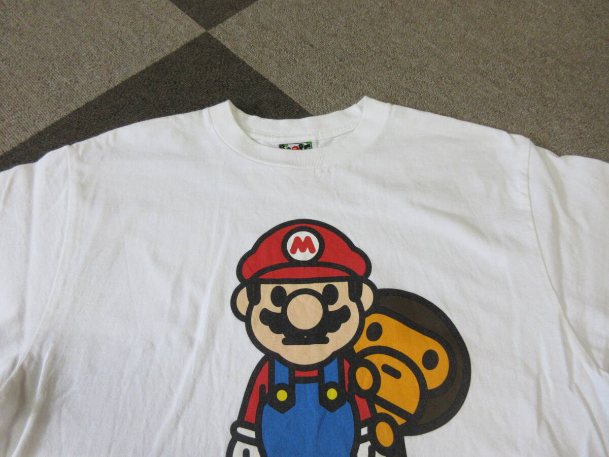 08年 A BATHING APEｘ任天堂 コラボ Tシャツ Mサイズ 白 MARIO MILO Nintendo エイプ NIGO オールド ヴィンテージ ニンテンドー_画像5