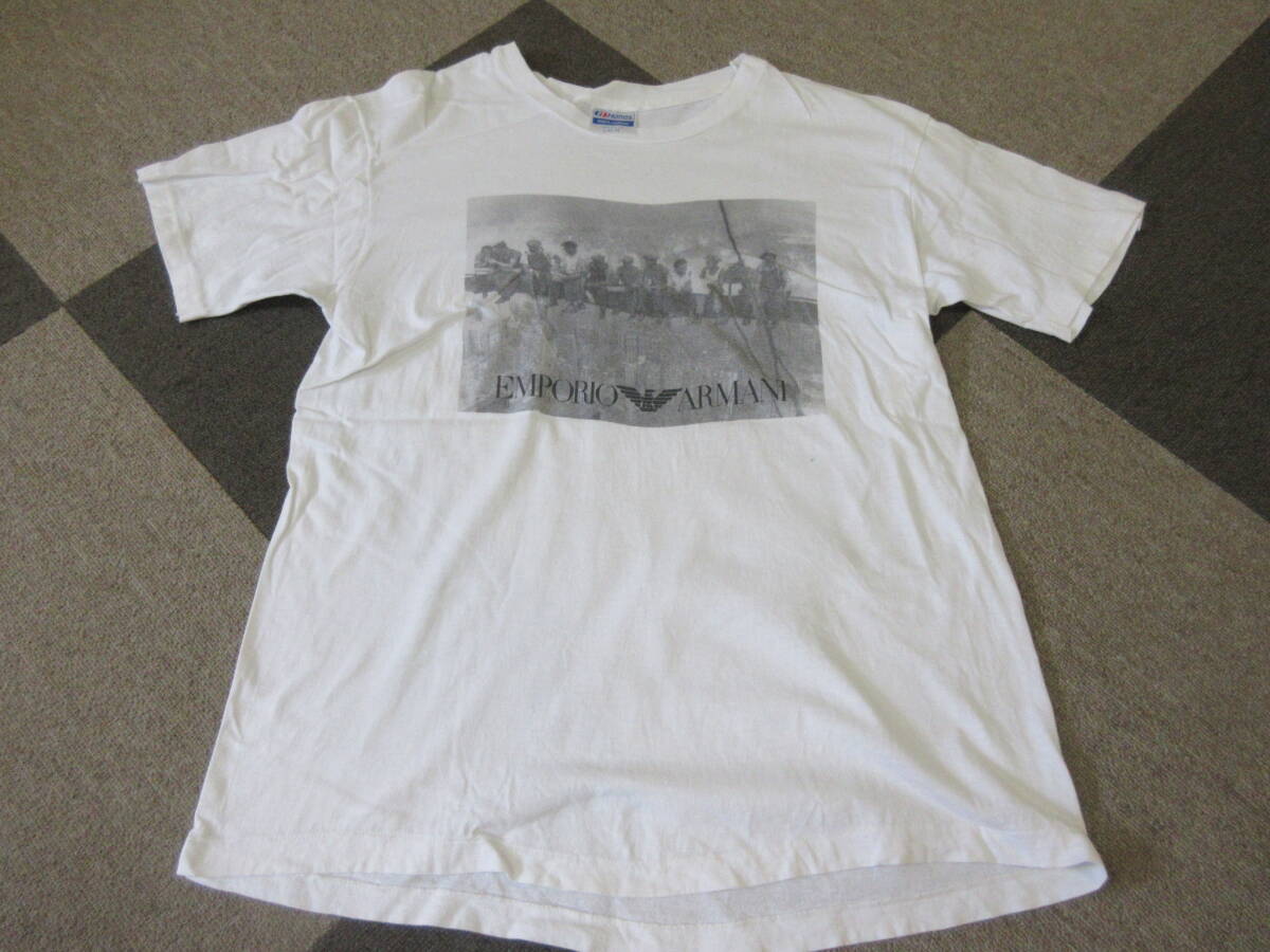 80s90s EMPORIO ARMANI photo by Charles Clyde Ebbets Tシャツ L Hanes USA製 シングルステッチ フォトプリント ヴィンテージ BruceWeber _画像2