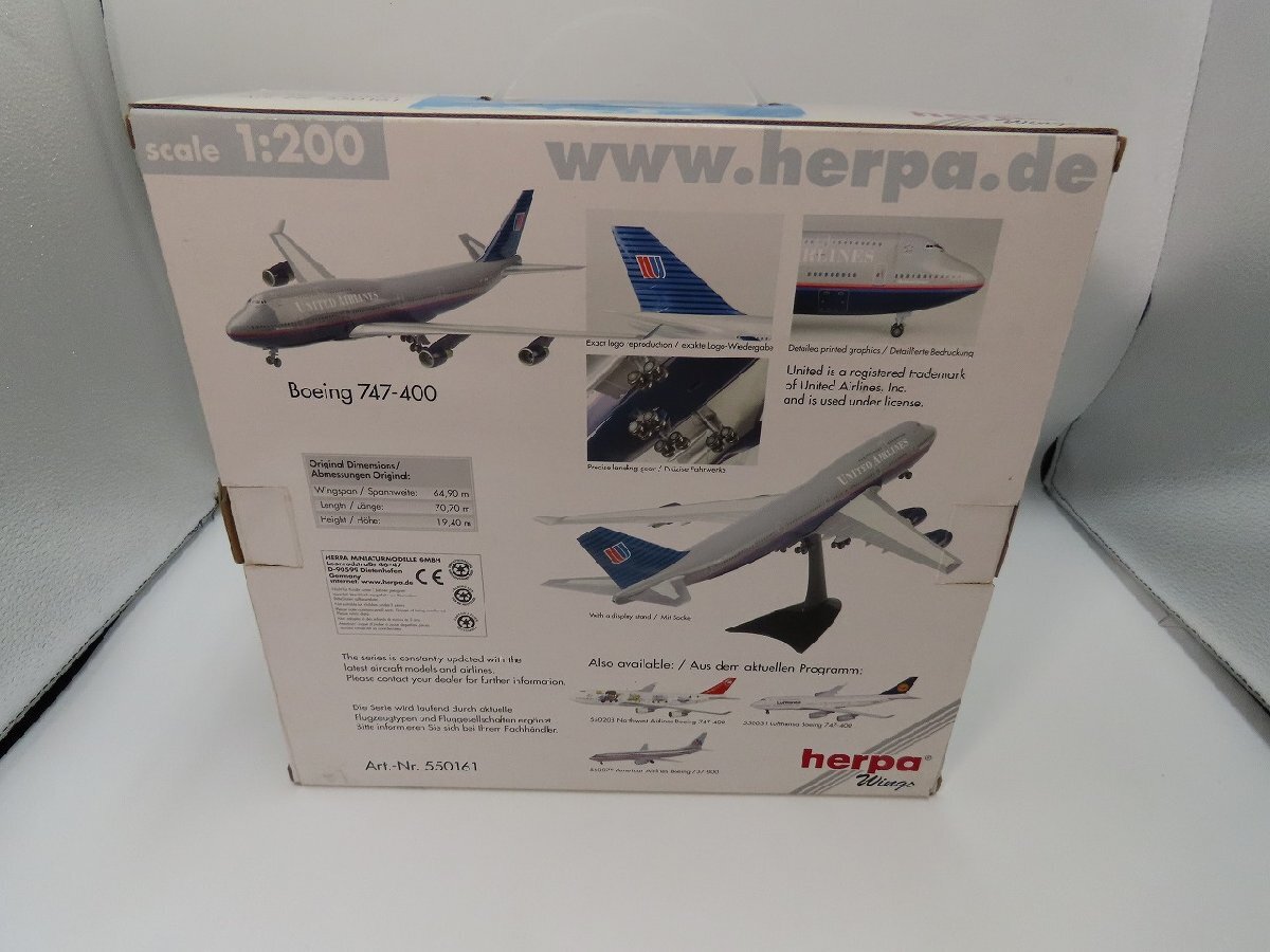 ◇Y390/herpa 1/200 Boeing 747-400 United Airlines /ボーイング/1円～の画像8