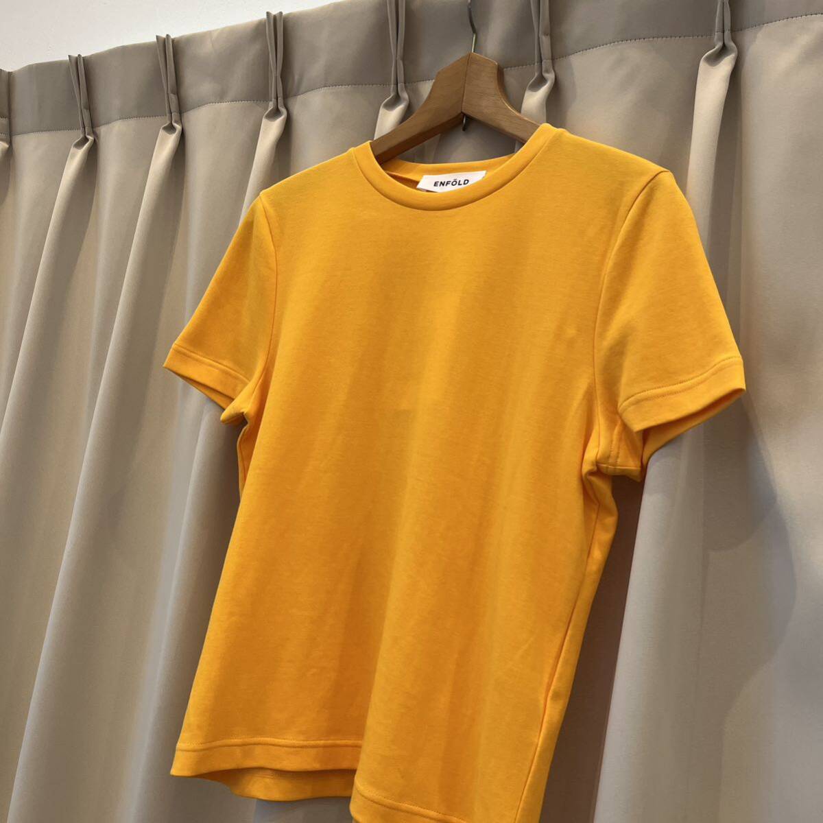 新品未使用タグ付き ENFOLD クルーネック カットソー Tシャツ オレンジ エンフォルド半袖Tシャツ 