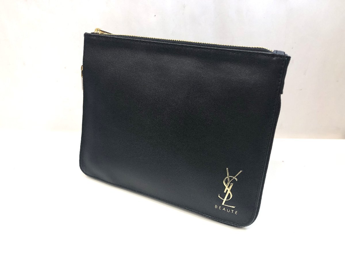 ★【未使用保管品】Yves Saint Laurent YSL イブサンローラン ビューティ コスメポーチ ノベルティポーチ ブラック★003858_画像1