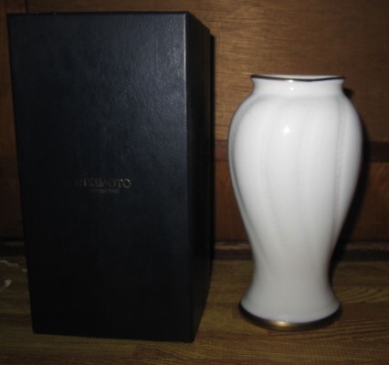 * не использовался *MIKIMOTO Mikimoto * золотая краска * ваза * цветок подставка * белый керамика 