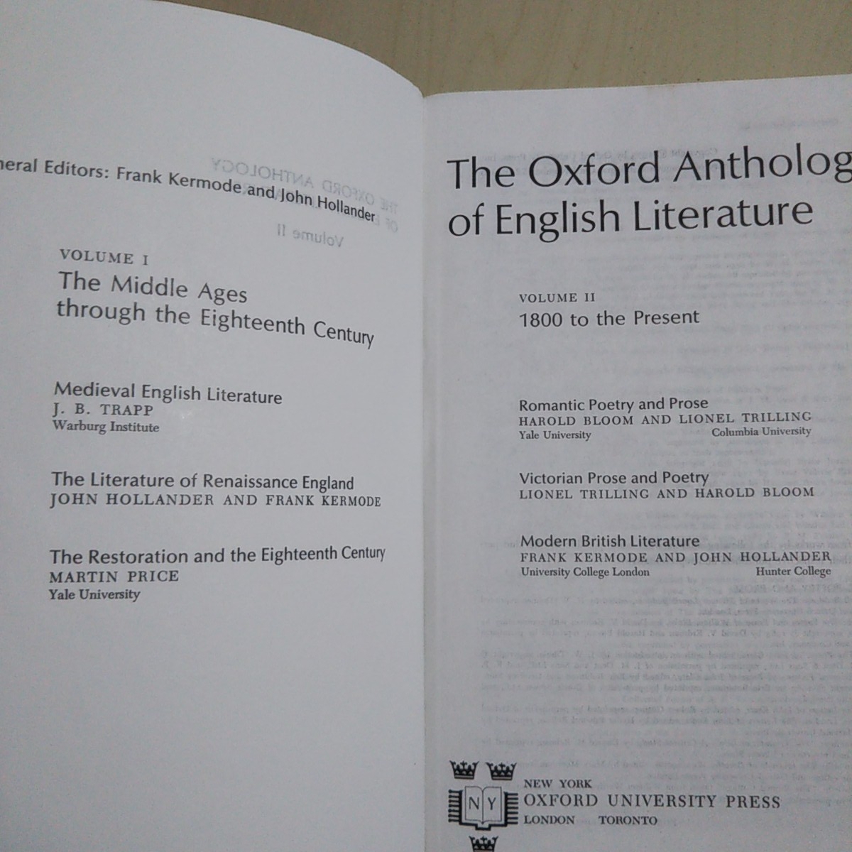 洋書 英語版 Oxford Anthology of English Literature: 1800 To the Present Frank Kermode 英文学 中古