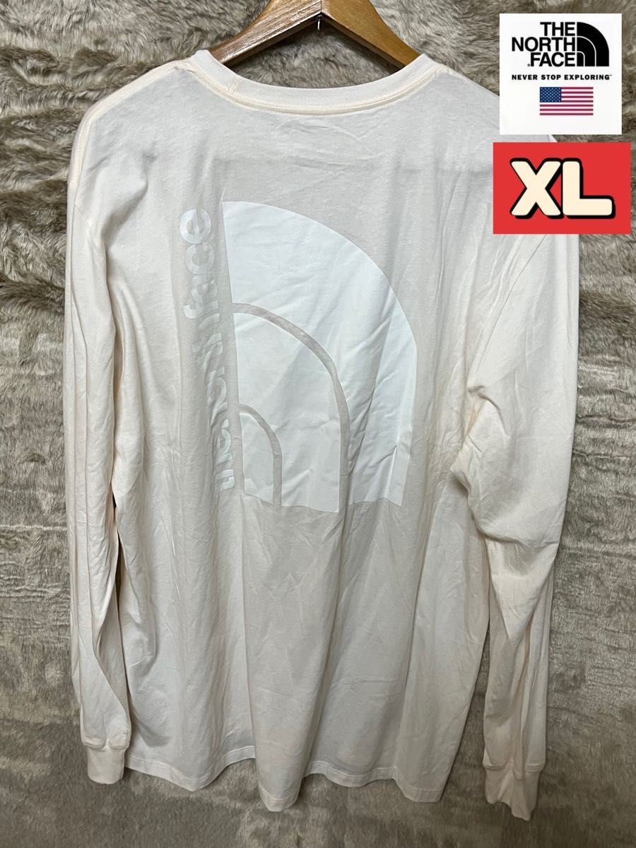 【日本未発売】THE NORTH FACE ノースフェイス 長袖Tシャツ ロンT ホワイト系　XLサイズ