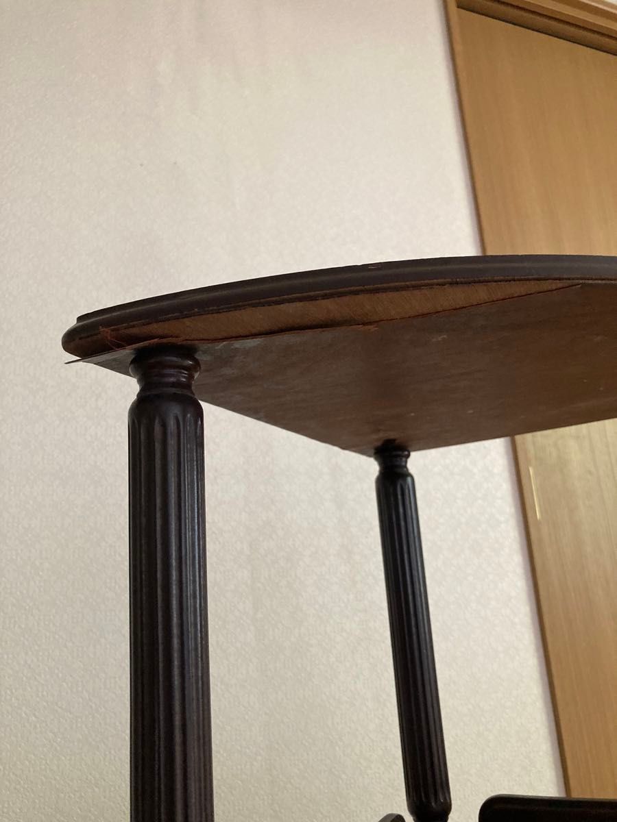 コーナーラック 木製 2段 アンティーク レトロ ブラウン