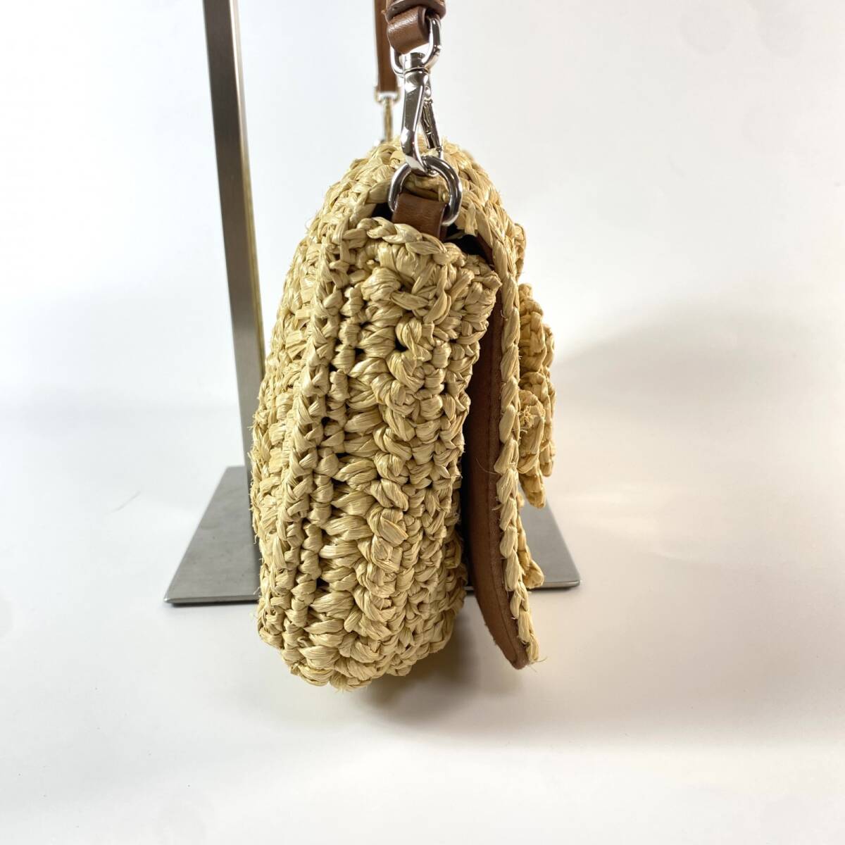  MiuMiu MIU MIU lady's 2way crystal chain basket shoulder bag handbag 5BD233