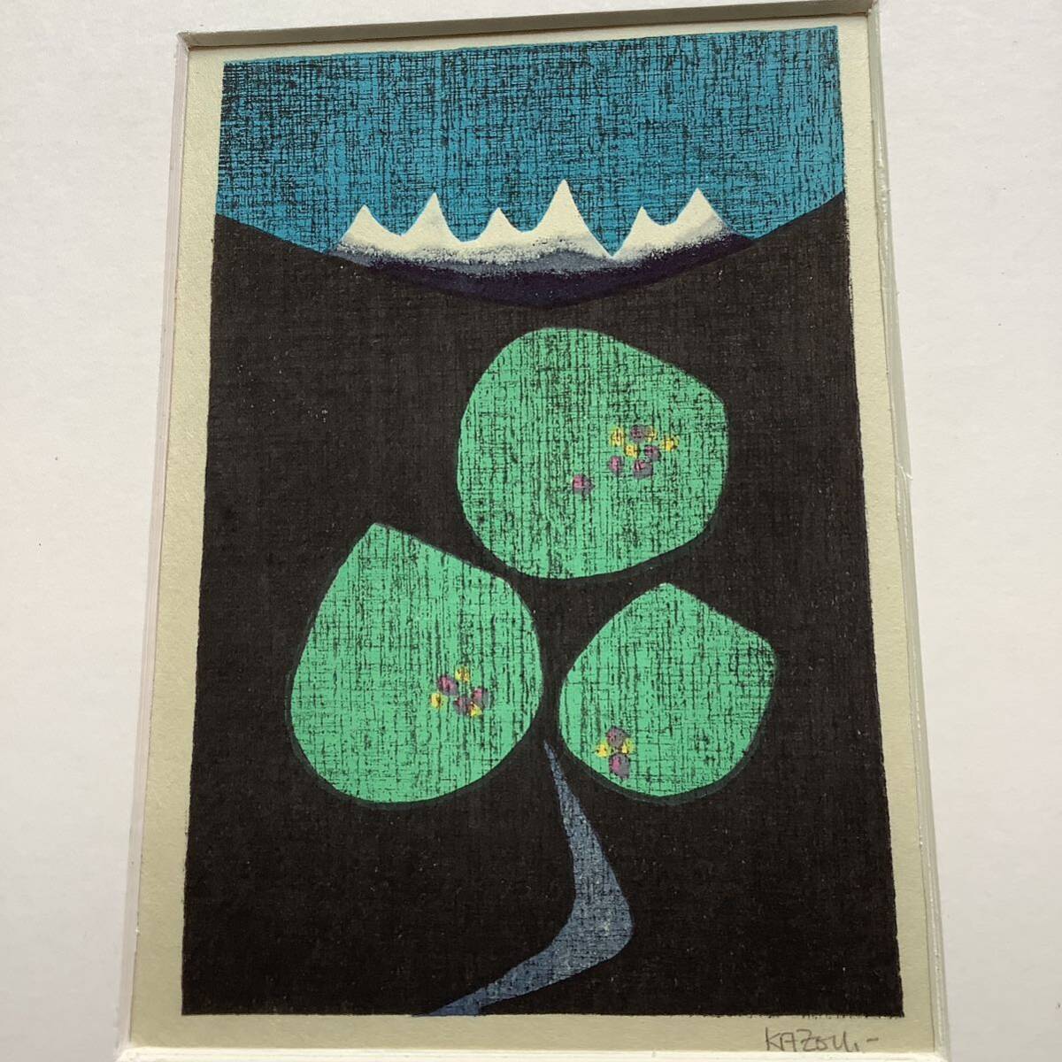 真作】山の版画家 木版画 大谷一良 ハンドサインあり 一葉 真作】山の版画家 木版画 大谷一良 ハンドサインあり 一葉