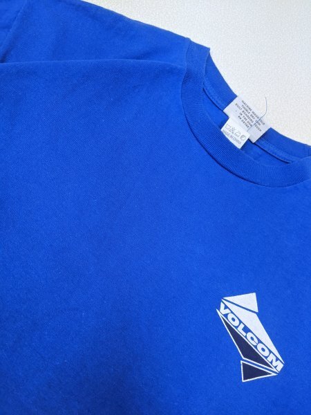 12．VOLCOM 90s ヴィンテージ デカロゴ プリント 半袖 Tシャツ ボルコム ストリート Y2K メンズM 青x601_画像6