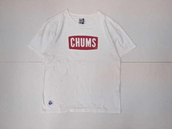 17．CHUMS デカロゴ プリント 半袖 Tシャツ チャムス メンズS 白赤x508_画像1