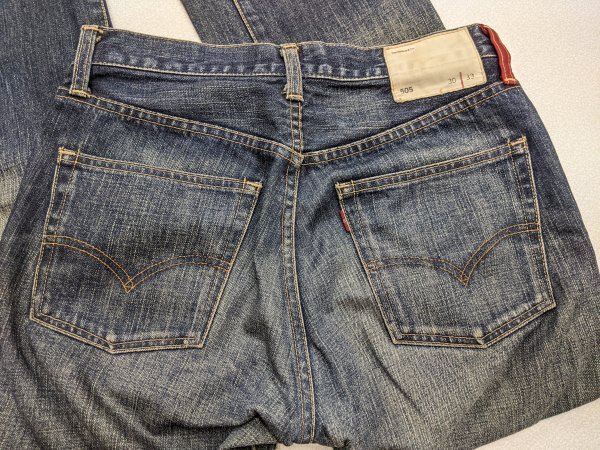 1．LEVI'S 鬼ヒゲ 鬼ハチノス 00s オールド リーバイス 505 デニム パンツ ジーンズ アメカジ ワーク メンズW30L33 インディゴ y508_画像9