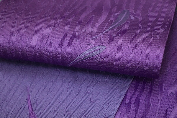 A06-18　即決 新古品 ポリエステル ゆかた帯 紫 メダカ（ゆうパケット260円）_画像4