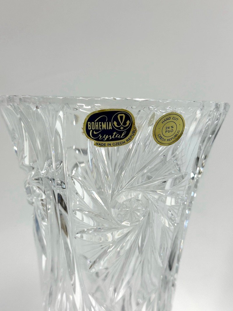 Bohemian Glass 花瓶 花器 グラス チェコスロバキア フラワーベース インテリア ボヘミアングラス ☆ちょこオク☆雑貨80_画像3