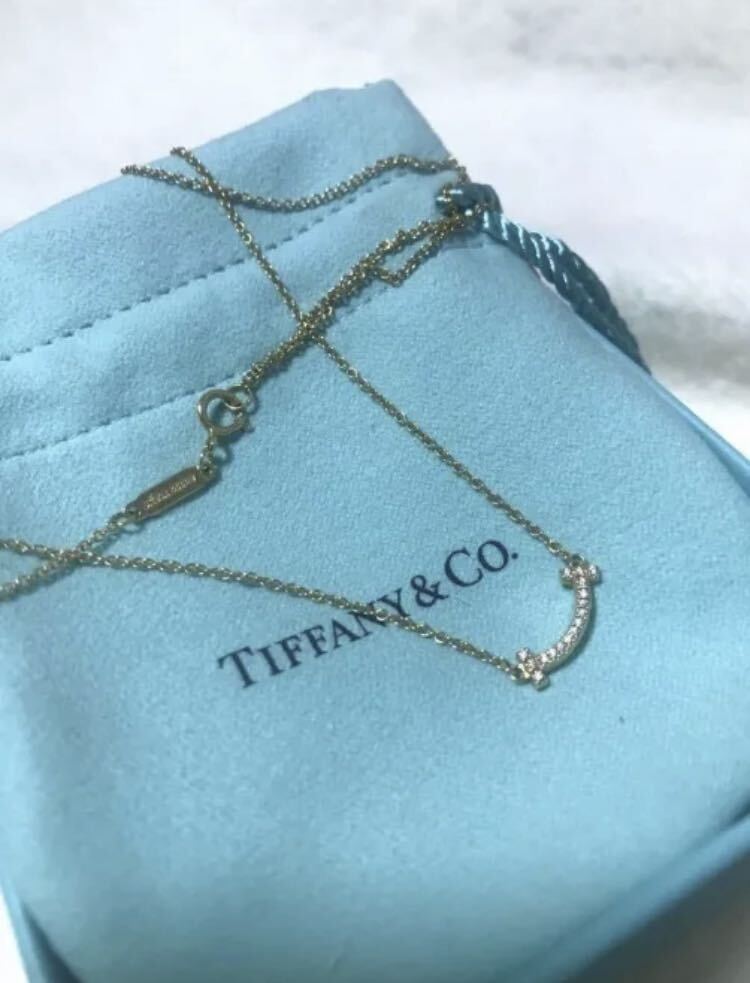 Tiffany Co ティファニー ネックレス スマイルT イエローゴールド ミニ の画像4