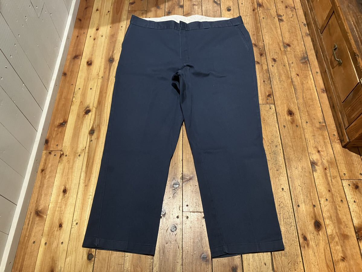 Dickies 874 USA import w42 corresponding navy 100 jpy start selling out old clothes work pants chinos standard chinos strut 