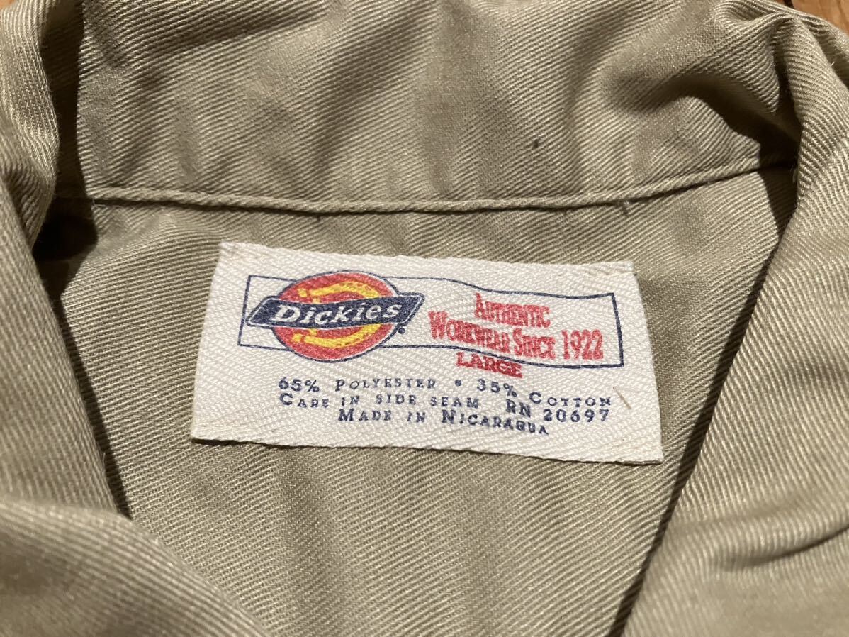 Dickies USA輸入　メンズL ベージュ　半袖　100円スタート　売り切り　古着　ワークシャツ　ディッキーズ_画像2