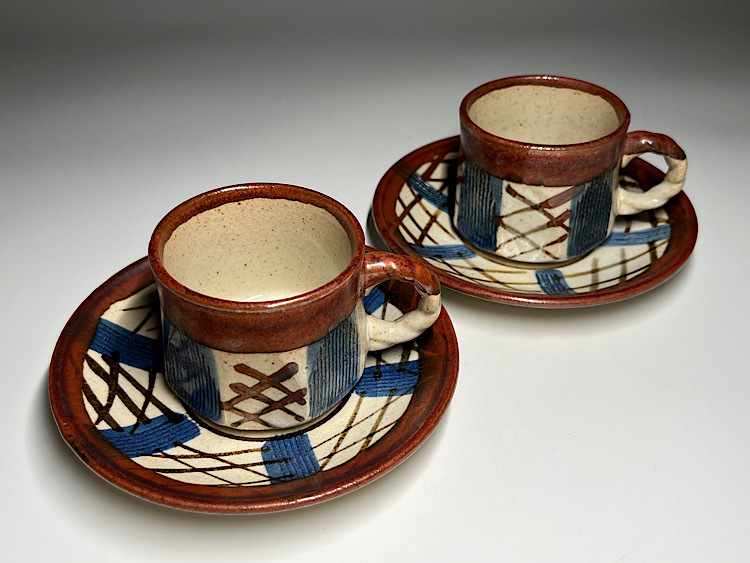 【瑞】陶器 珈琲碗皿２客セット の画像1