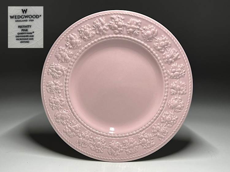 【瑞】ウェッジウッドWEDGWOOD FLORENTINE PINK　プレート　_画像1