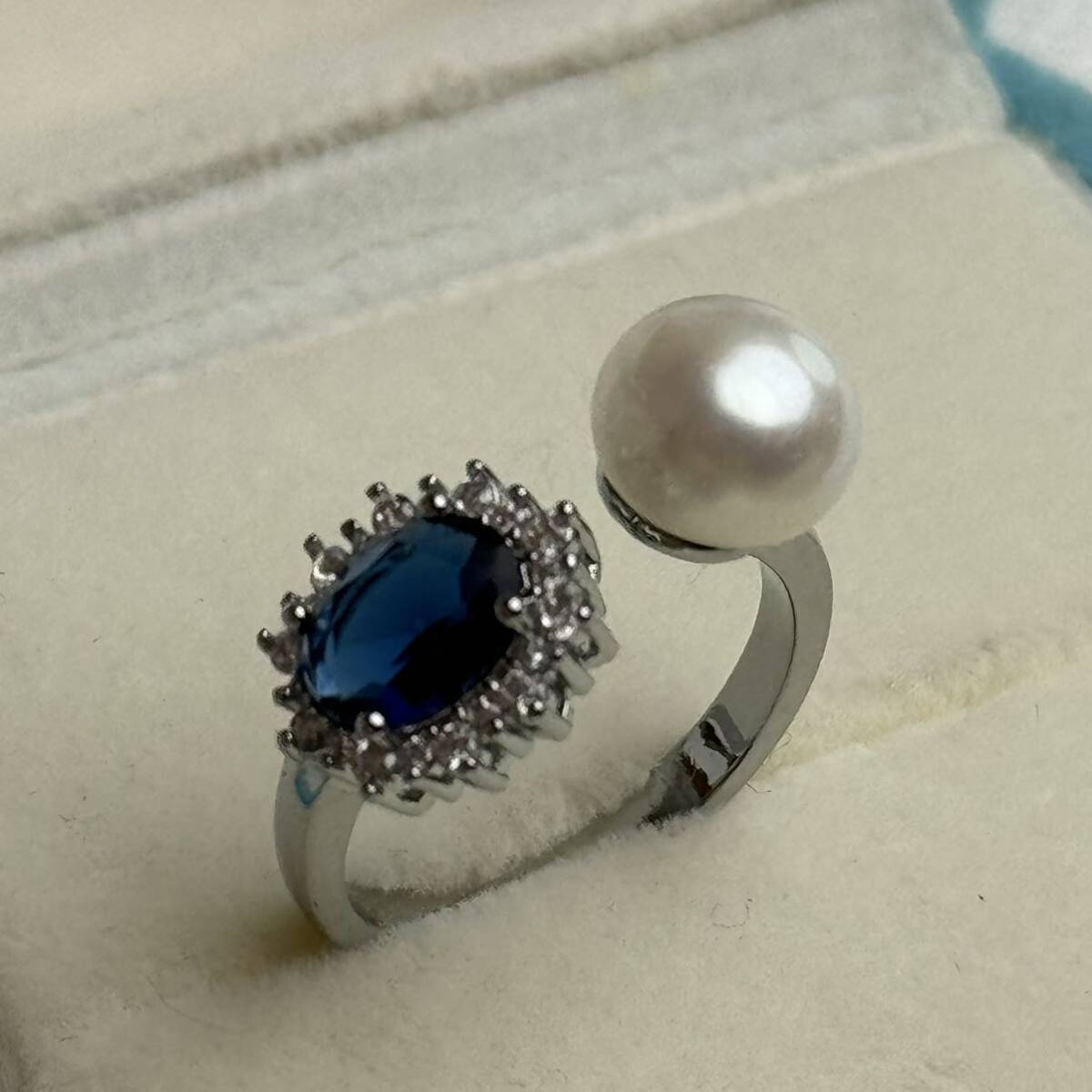 本真珠×タンザナイト 7mm 天然パールリング 指輪 の画像7