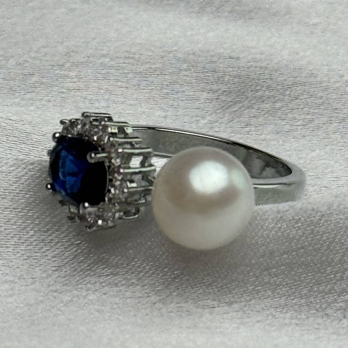 本真珠×タンザナイト 7mm 天然パールリング 指輪 の画像5
