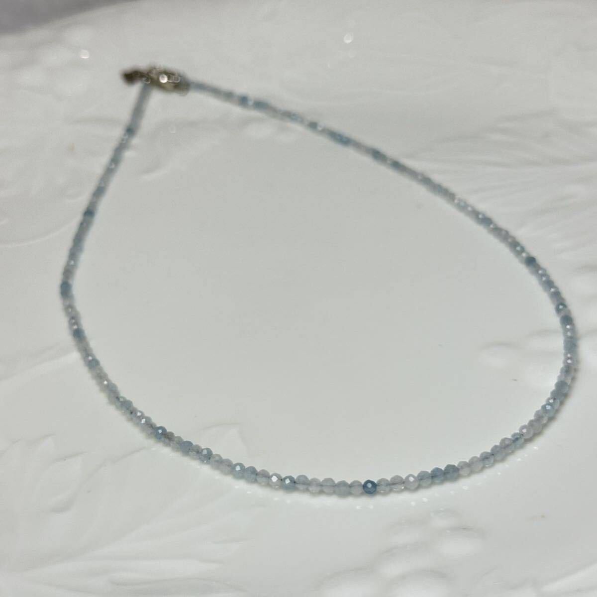 [ натуральный камень колье 38+5cm аквамарин колье ]necklace