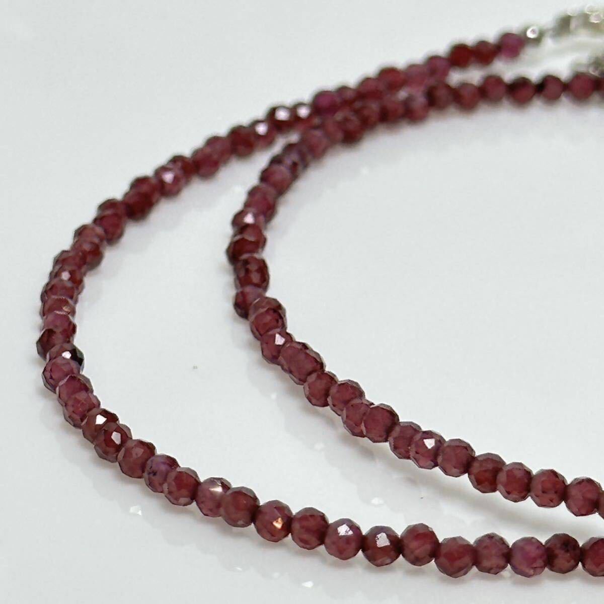 「天然石ネックレス37+5cmガーネット」necklace SILVER_画像1
