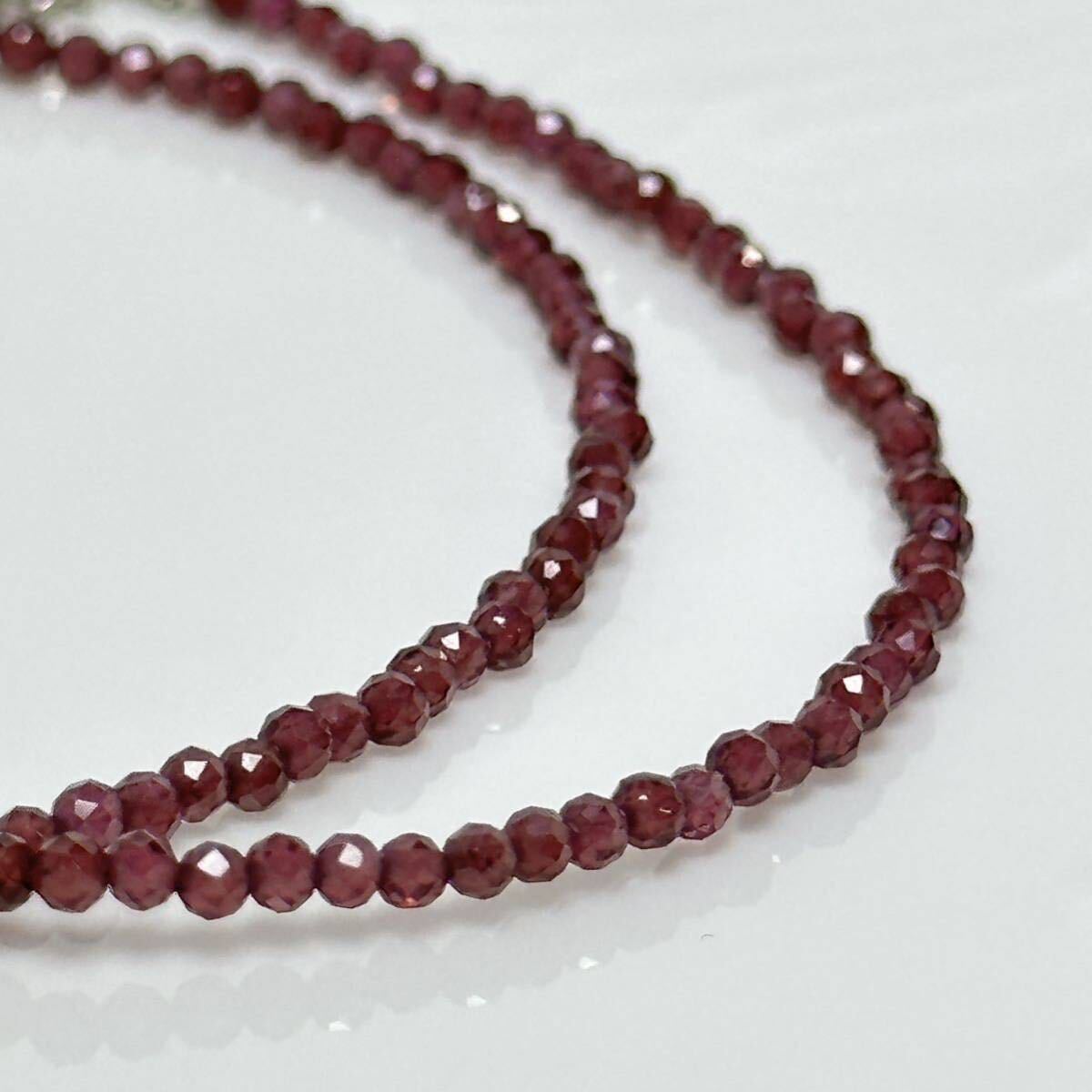 「天然石ネックレス37+5cmガーネット」necklace SILVER_画像2