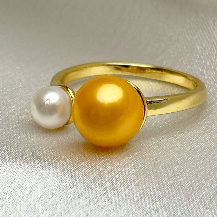  beautiful book@ pearl ring 9mm natural pearl ring open ring 