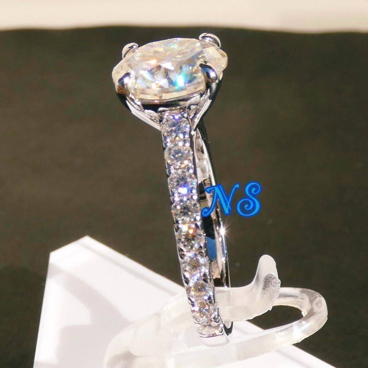 モアサナイト　指輪　3ct 9mm　ダイヤモンド　ソリティア　エタニティ　11号　３カラット　シルバー リング　sv925 モアッサナイト_画像2