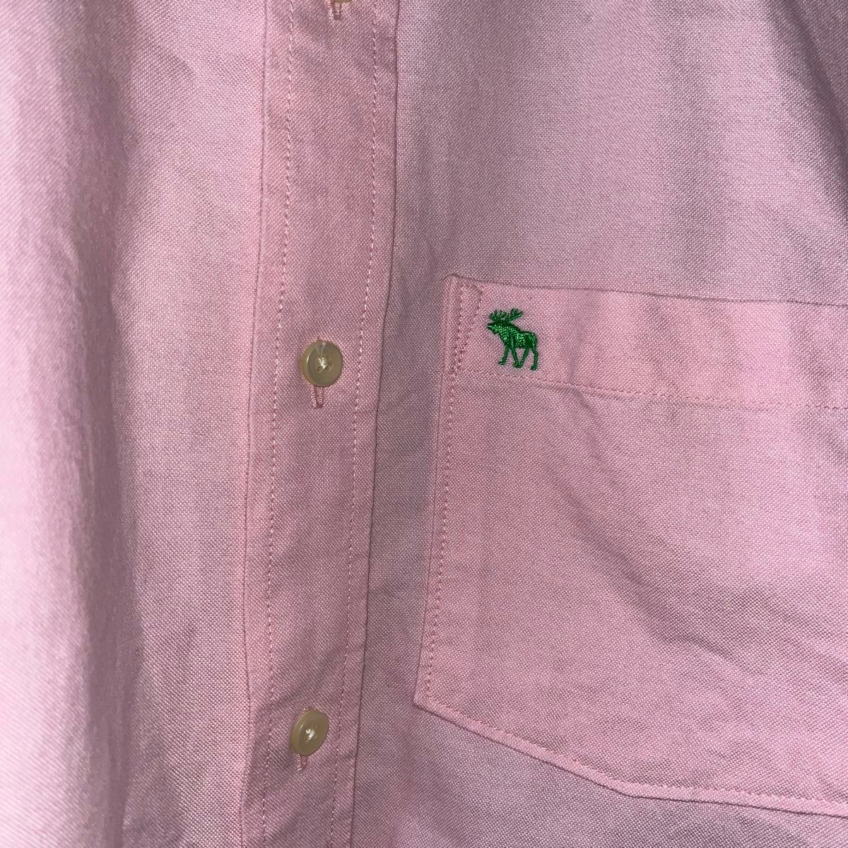 新品未使用　アバクロ Abercrombie＆Fitch  ボタンダウンシャツ コットン シャツ　ピンク 長袖シャツ　大きいサイズ