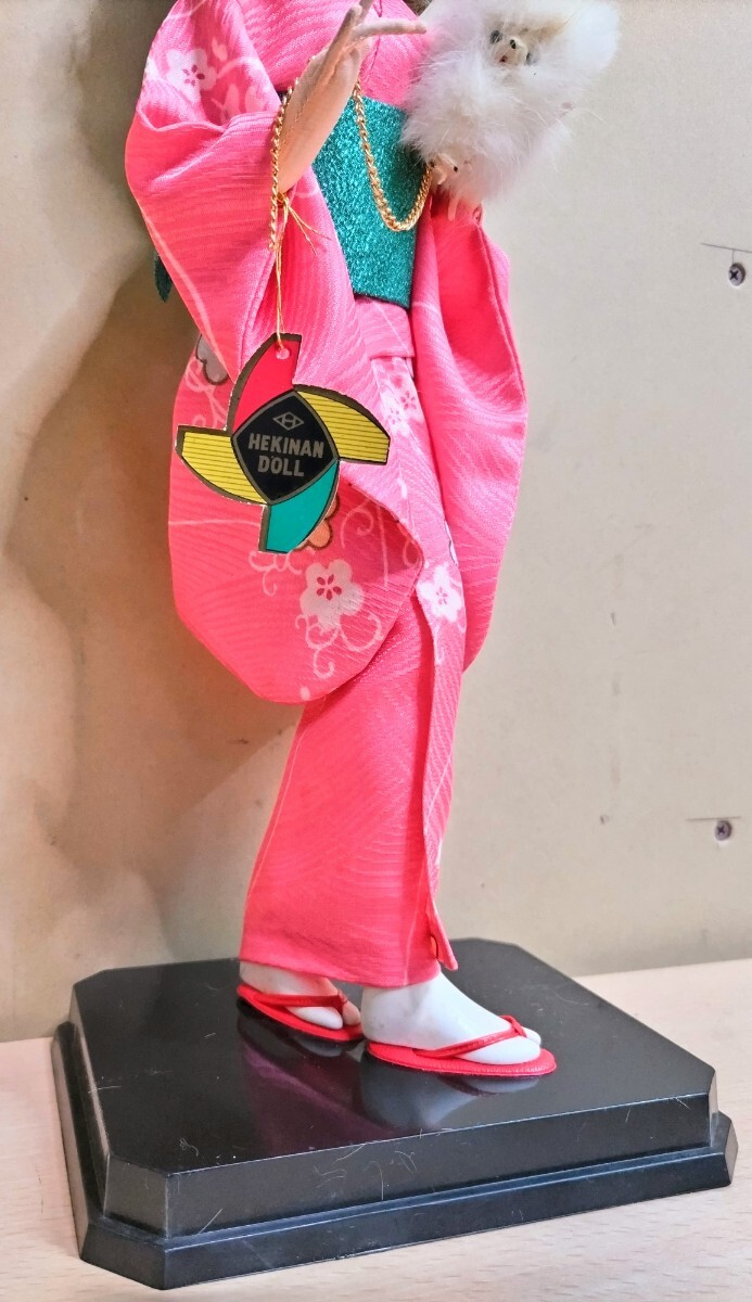 昭和レトロ ポーズ人形 おしゃれ 和装女子 美品 全長40cm ケース50cm ビンテージ 美少女 アンティーク 画像重視 現状渡し品 の画像3