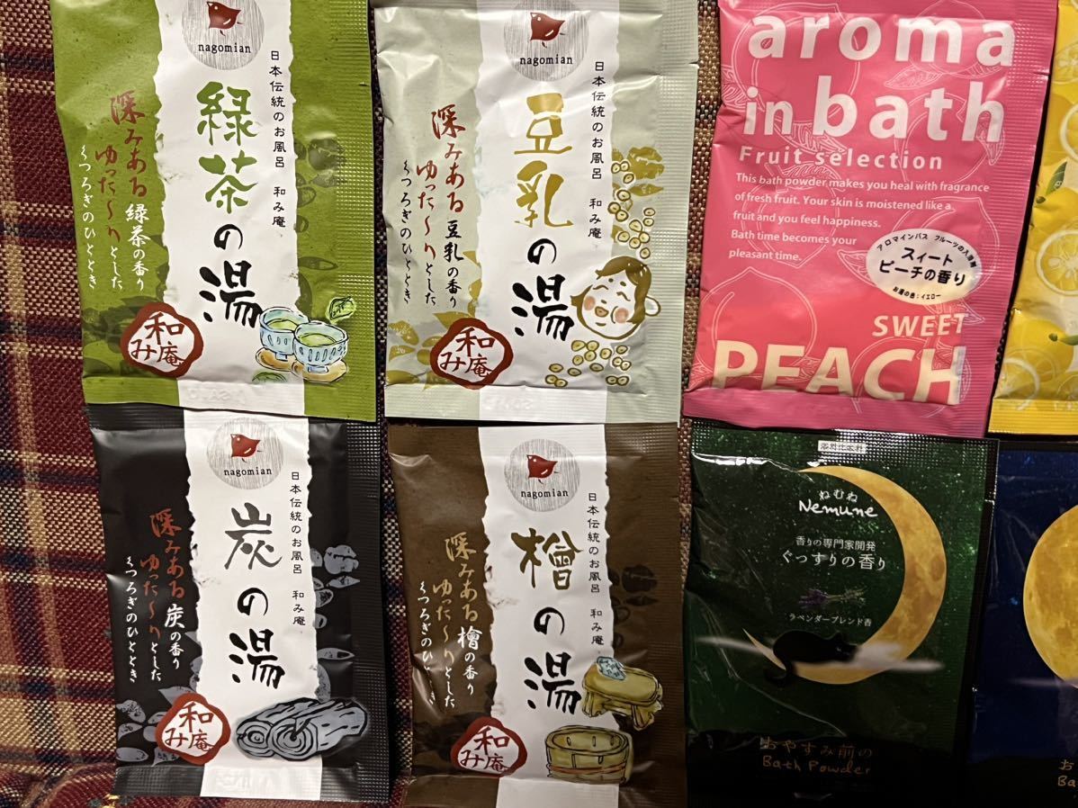  set sale bathwater additive 16 sack set all 12 kind bus powder body care peace ... breast bathing bath citrus lavender hinoki cypress soybean milk green tea lemon 