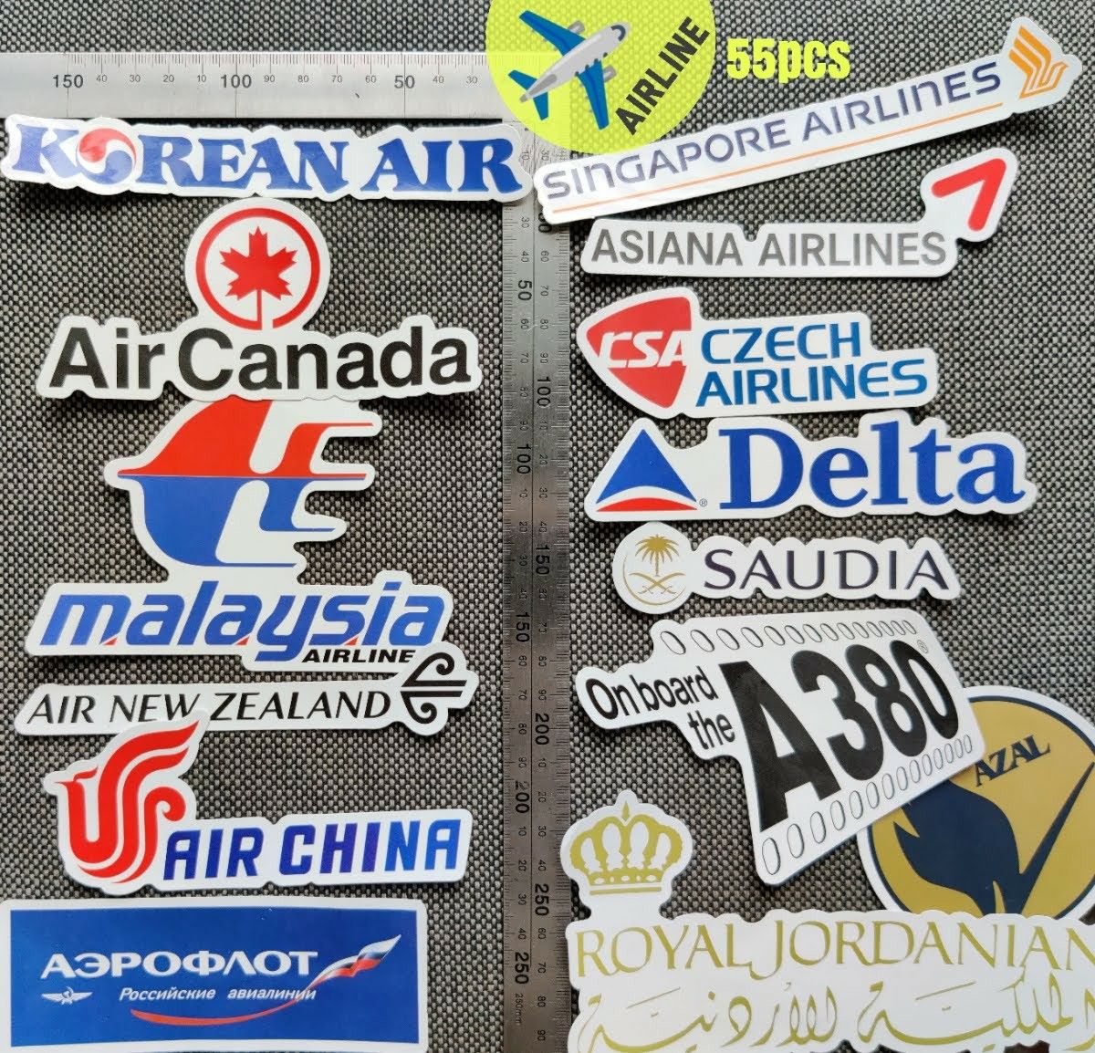 世界のエアライン“Logo”ステッカー集■防水+耐光性/Airline Sticker×55種/55枚セット：送料込み999円 